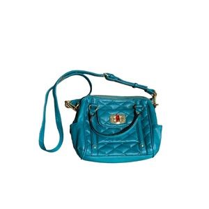 Merona Faux Leather Purse Multi Compartment Turqoise  Handbag/Crossbody